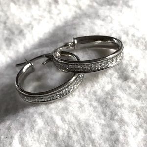 3. Stardust Laser Cut Glitter Hoop Earrings in Sterling Silver